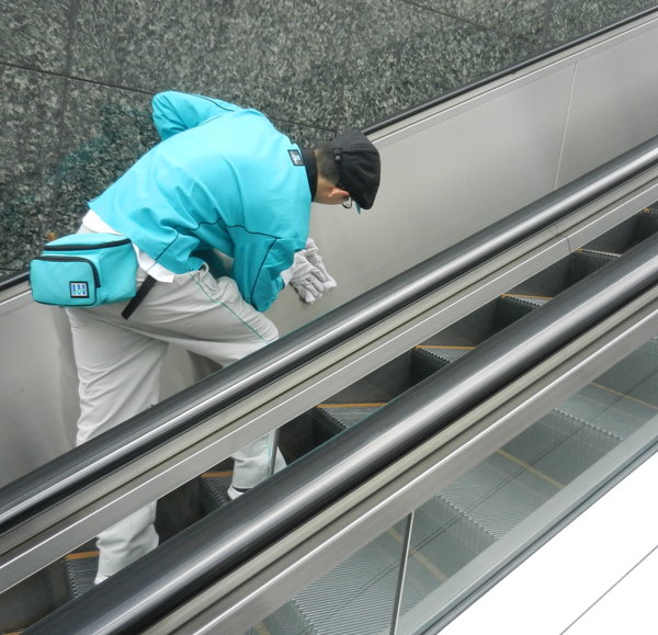 A cleaner at Kyoto station