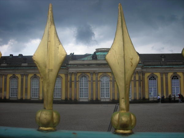 Sans Souci palace through the gates