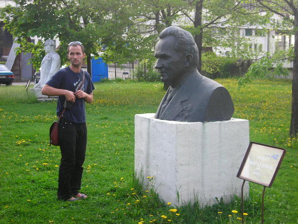 Xavier in the Russian leaders sculpture park