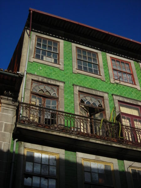 Green tiled building