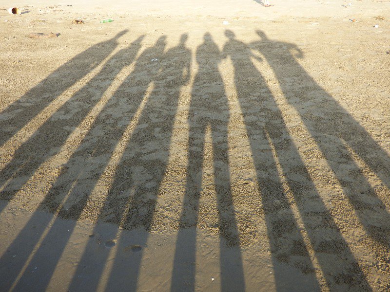 long shadows on the beach at Miri