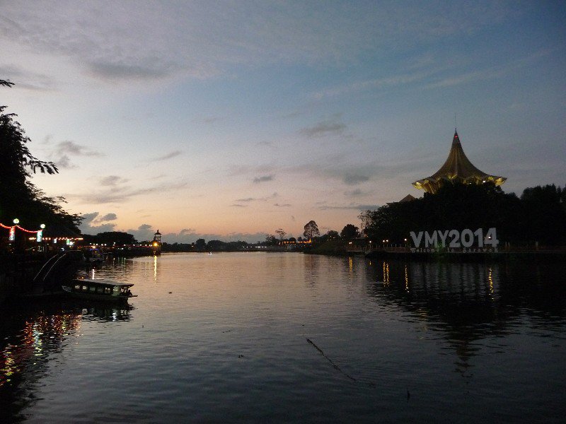 Kuching waterfront at dusk