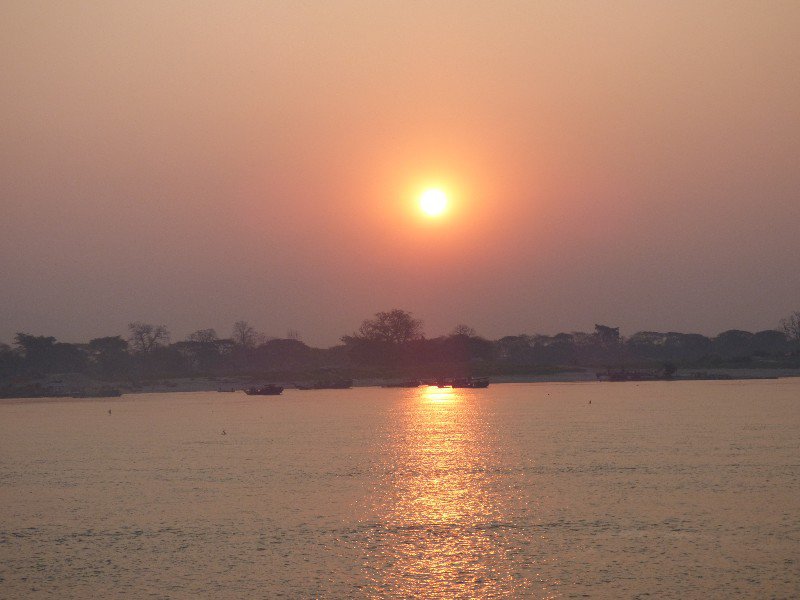 sunset on the Irrawaddy River