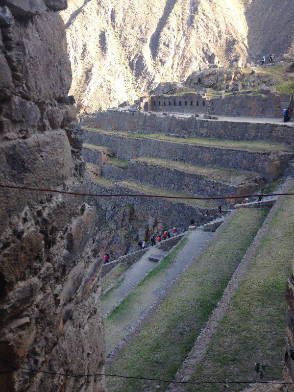 Looking down into the terraces