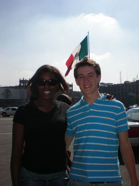 Scott and I under the Mexico Flag in the Zocolo