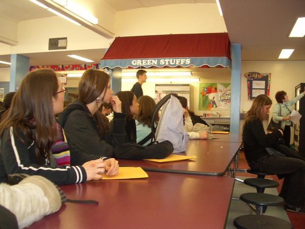 the cafeteria of the high school