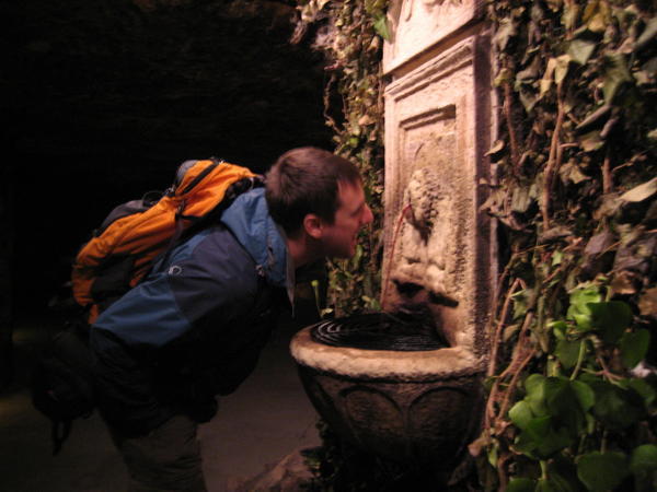 Drinking from the wine fountain 