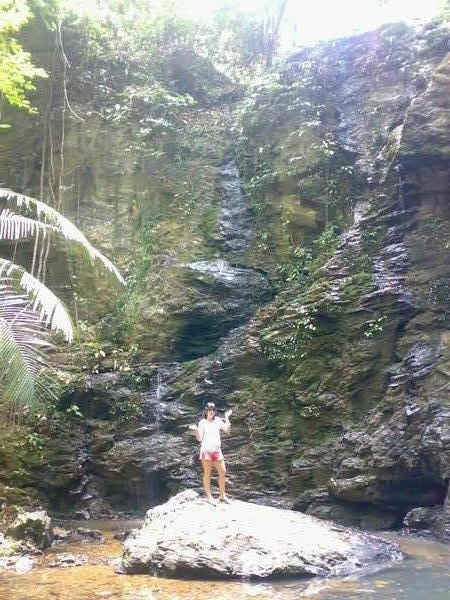 the gushing waterfall!