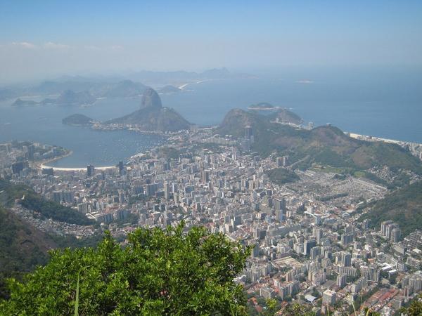 View from Corcovado of Sugar Loaf Mountain
