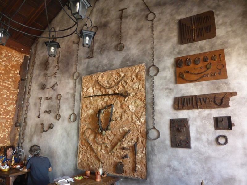 Slave restraint items on wall of our favorite restaurant