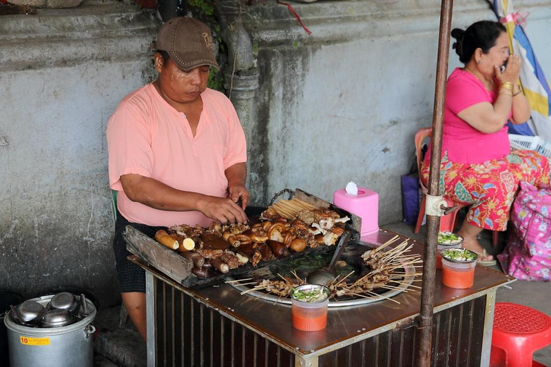 Tasty options at the street stall, Yangon
