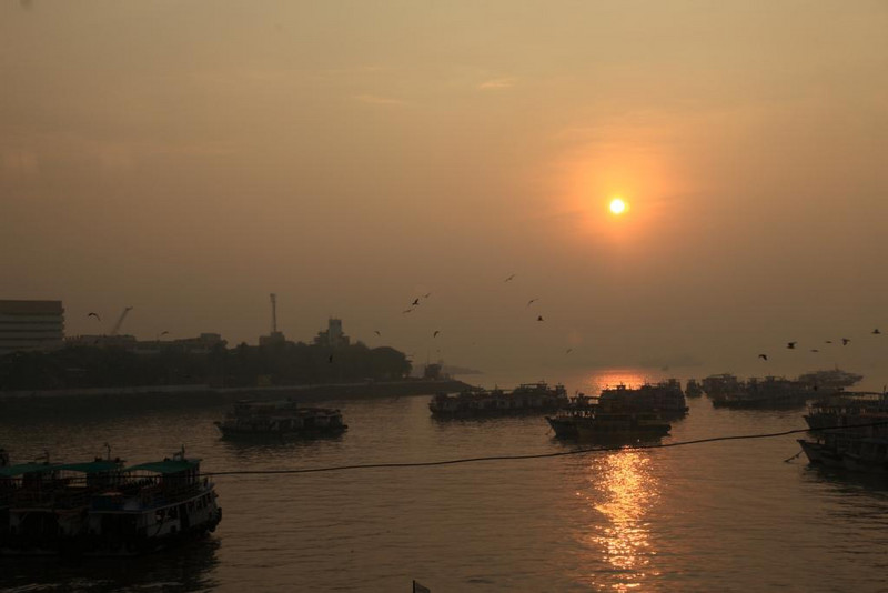 Sunset over Mumbai harbour