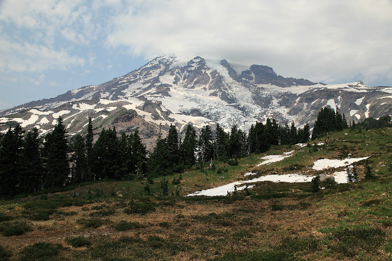 Mt Rainier, snow cover in the high meadows at 7000 ft