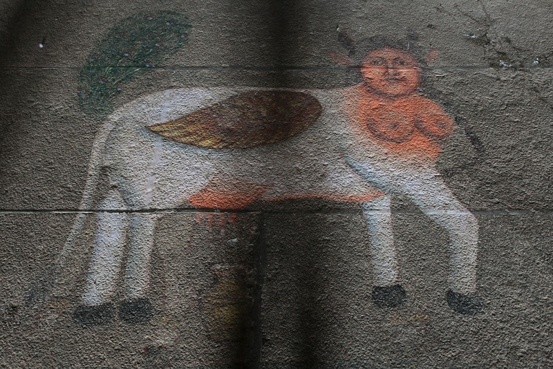 truly bizarre temple floor painting
