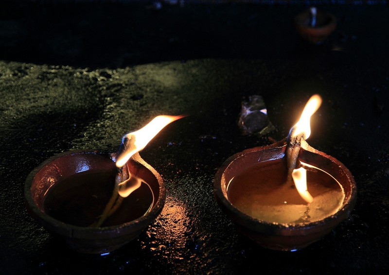 Temple ghee lamps