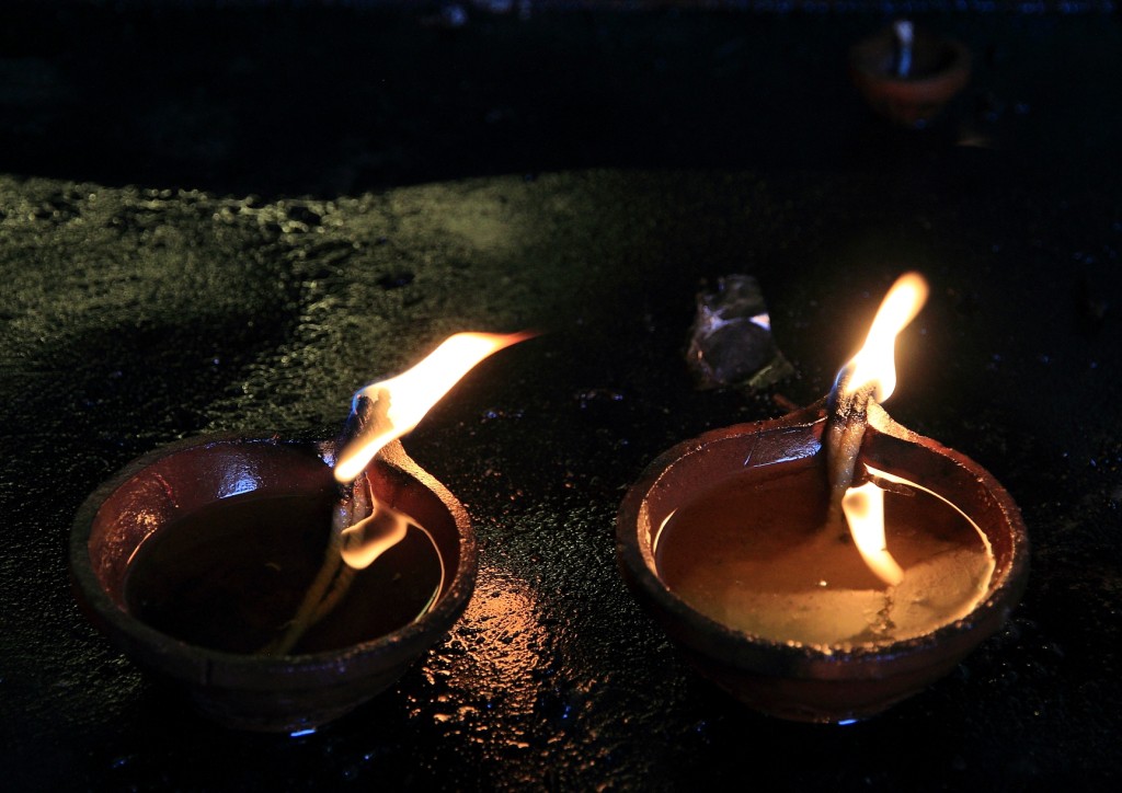 Temple ghee lamps Photo