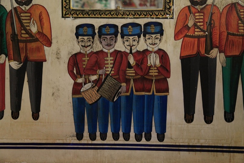 Painted soldiers in the family temple Karauli Palace