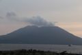 Sakurajima Volcano puffing away overlooking Kagoshima Bay.