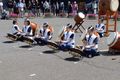 Taiko drummers first position.