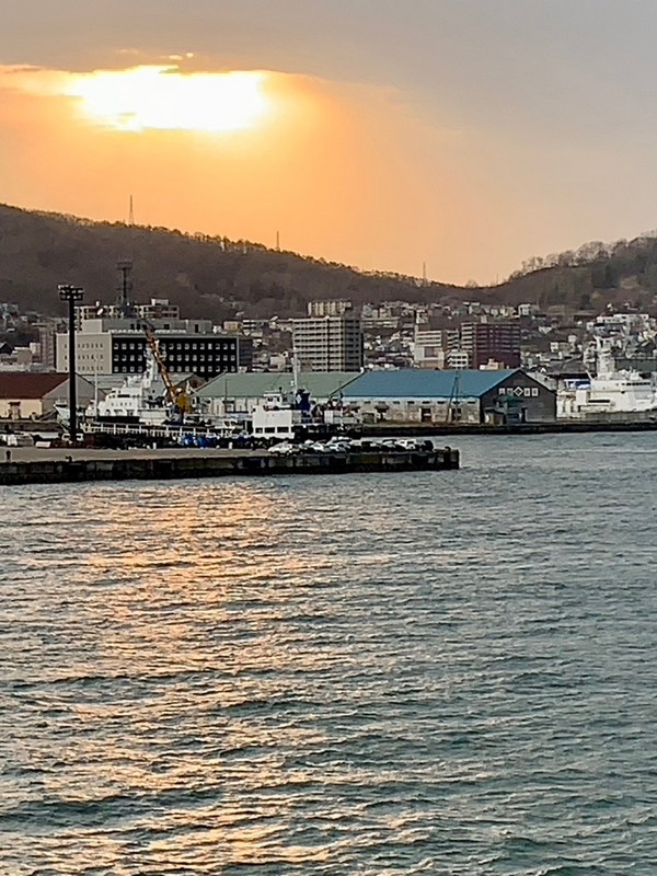 Otaru - sunset over the harbor.