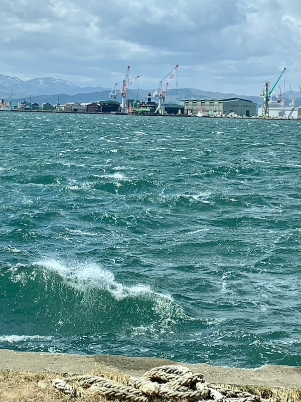 Hakodate Harbor - churning waves.