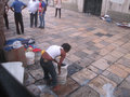 Street person doing washing