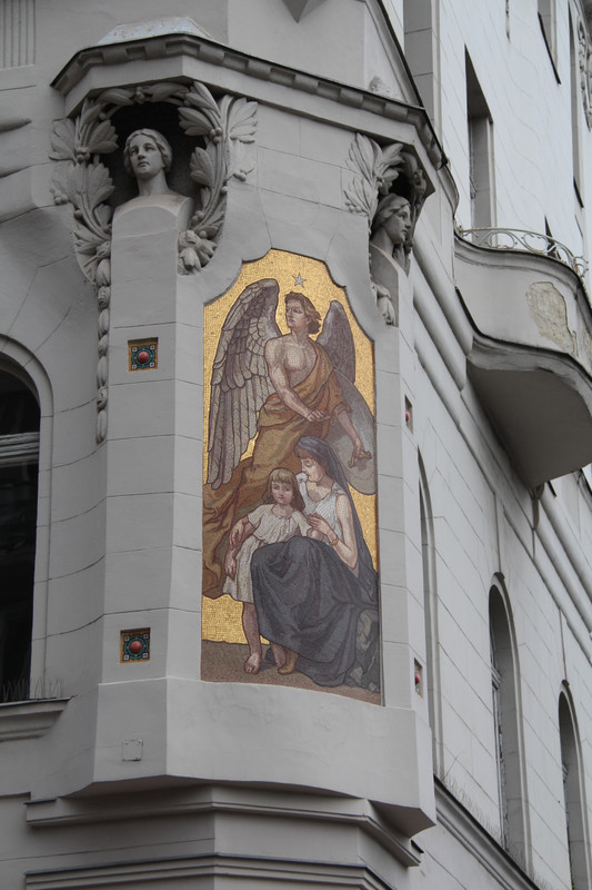 Religious art on street corner