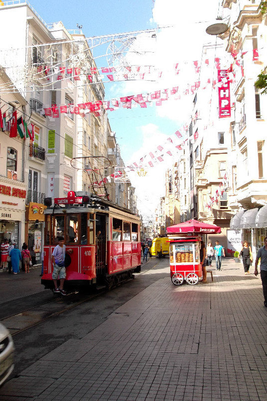 Tram-way on busy street