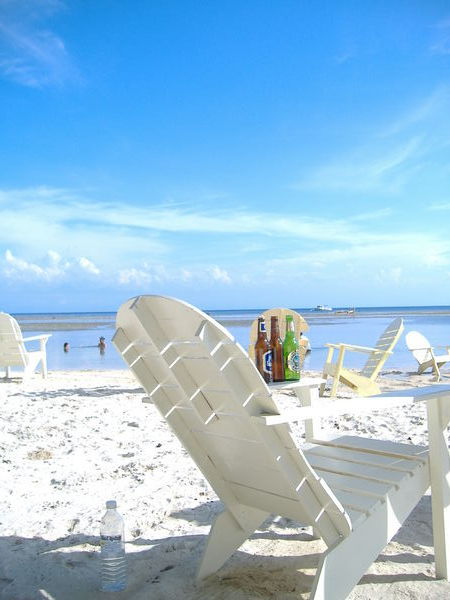 Chairs and beers and white sandy beaches