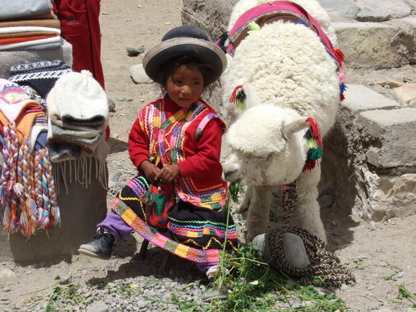 Peruvian Mountain Girl and her pet...