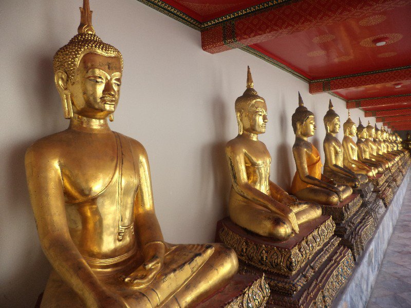 The rows of golden buddhas