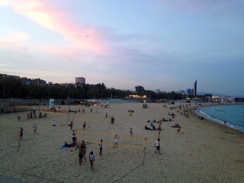 Sunset over Barcelona beach