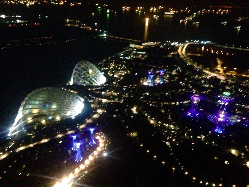 Views of Gardens by the Bay from top of Marina Bay Sands
