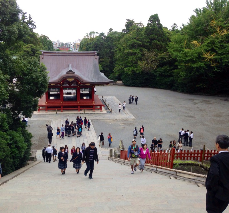 At the Kanagawa Temple coming down the steps