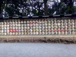 Barrels of Sake wrapped in straw