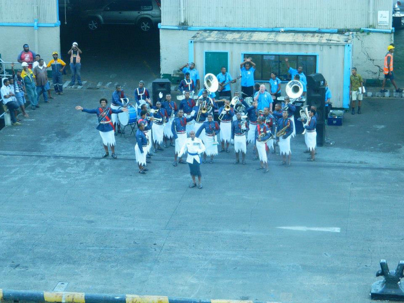 The Savu Savu military band fare welling the ship