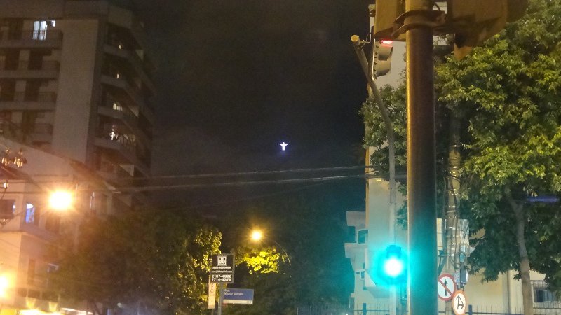 Christ the Redeemer lit in the distance