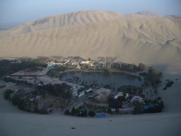 Huacachina from the top of the sand dune