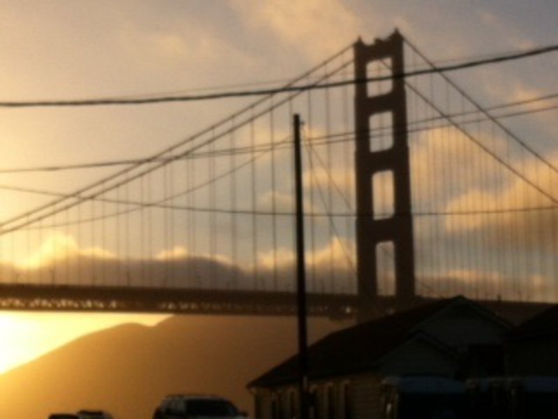 Le Golden Gate au couché de soleil