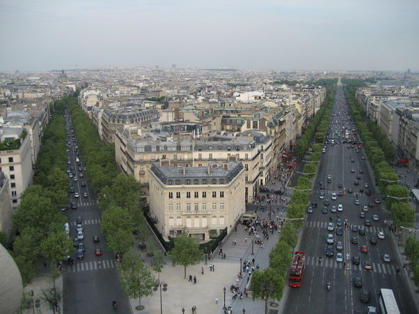 View from the Arc de Triomphe down the Champs-Elysees