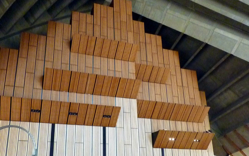 Wooden siding under concrete ceiling - inside Opera House