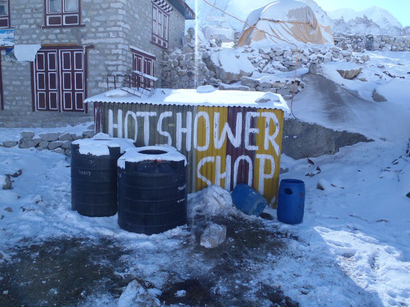 The hot shower tin shed at our Gorak Shep guesthouse was particularly inviting