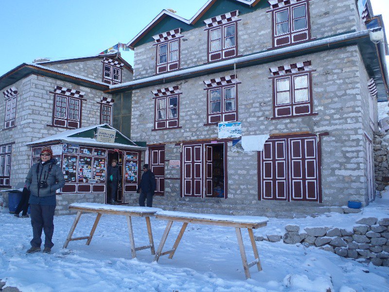 Our Gorak Shep guesthouse (5100m) - our room is the middle one in the building to the right