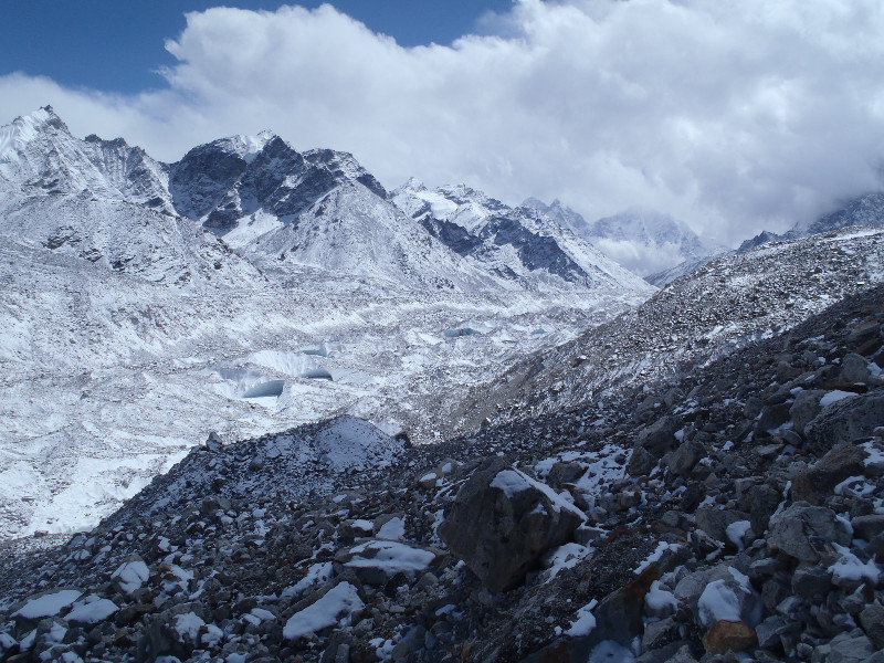 Decending to Lobuche over the Khumbu glacier