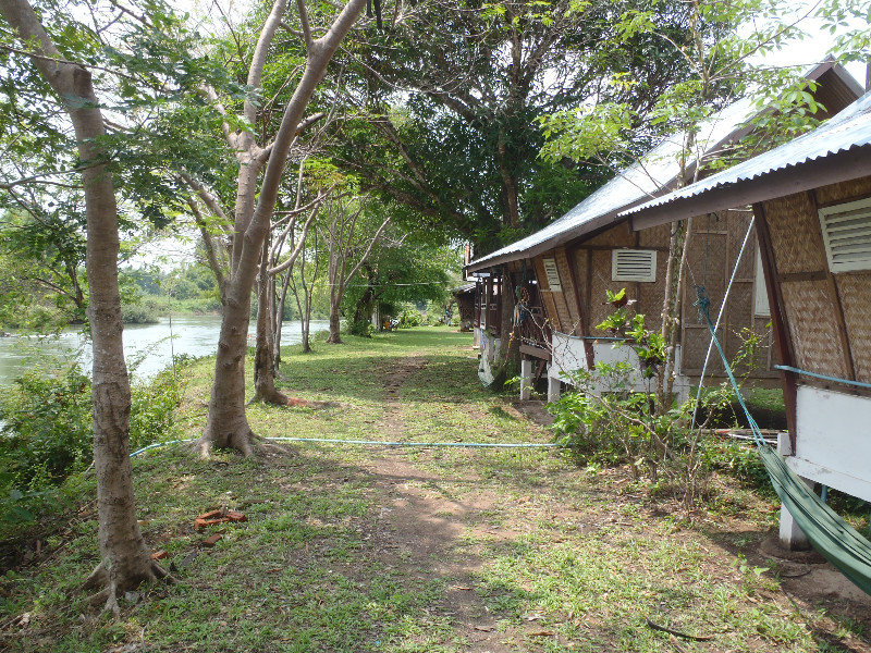 Our cute little bungalows by the Mekong