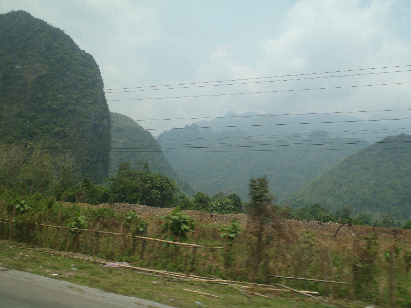 View from bus to Luang Prabang of the spectacular karst landscape.