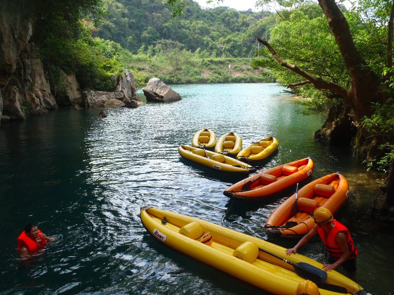 Kayaking to Dark Cave on our National Park tour
