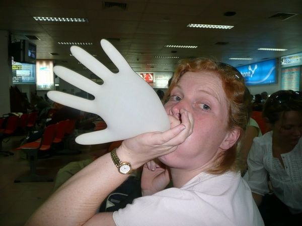 Novel use for a glove - to shake the head-names...