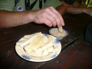 Tasting the cassava...