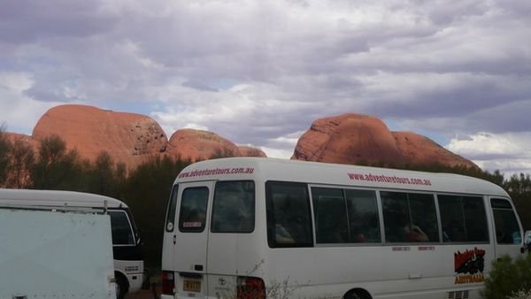 The Olgas behind our bus